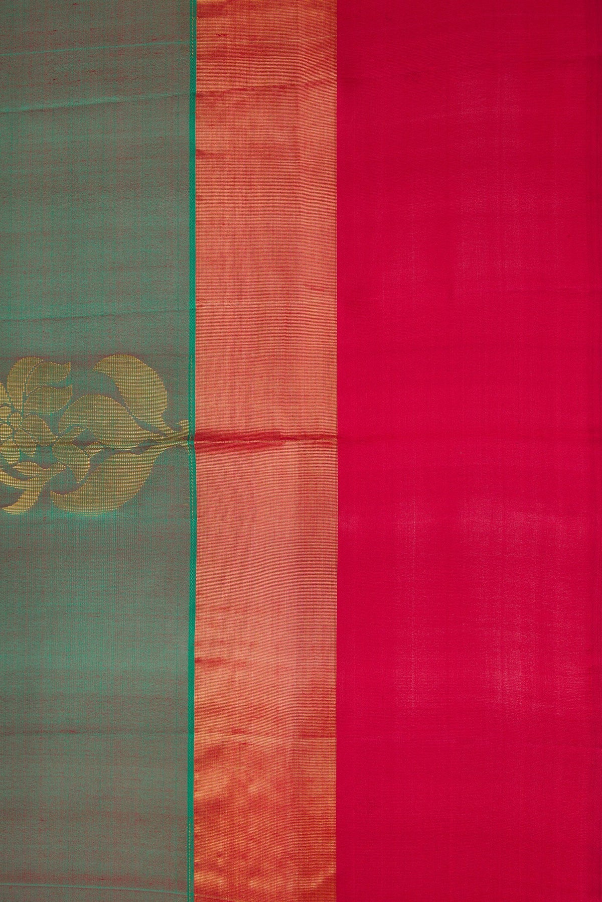 Border image of Green Dual Tone Soft Silk Saree with Zari Butta on the body and Zari Border. 