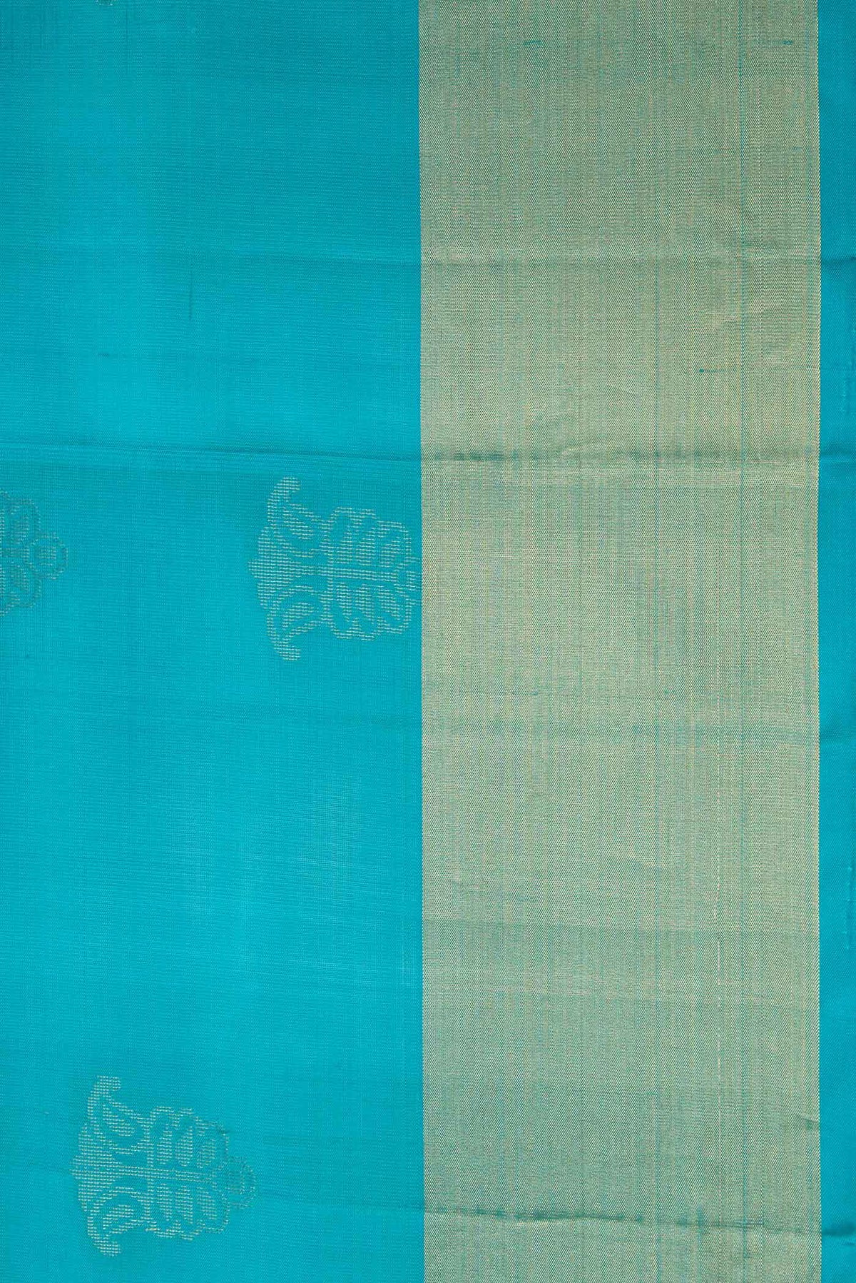 Border image of Sky Blue Dual Tone Soft Silk Saree with Zari Butta on the body and Zari Border. 