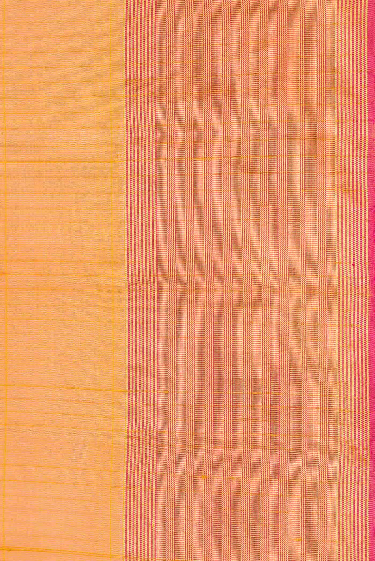 Border image of Golden Peach Dual Tone Kanchipuram Silk Saree with Stripes on the body and Zari Border. 