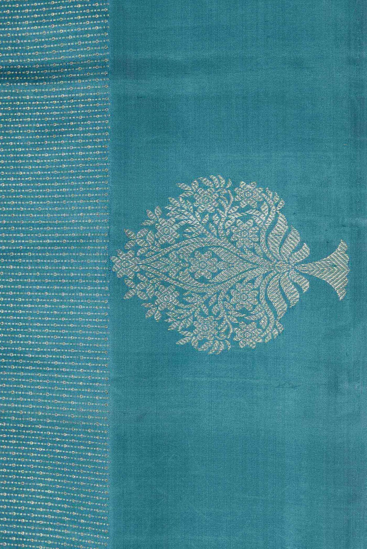Border image of Blue Dual Tone Soft Silk Saree with Stripes on the body and Fancy Border