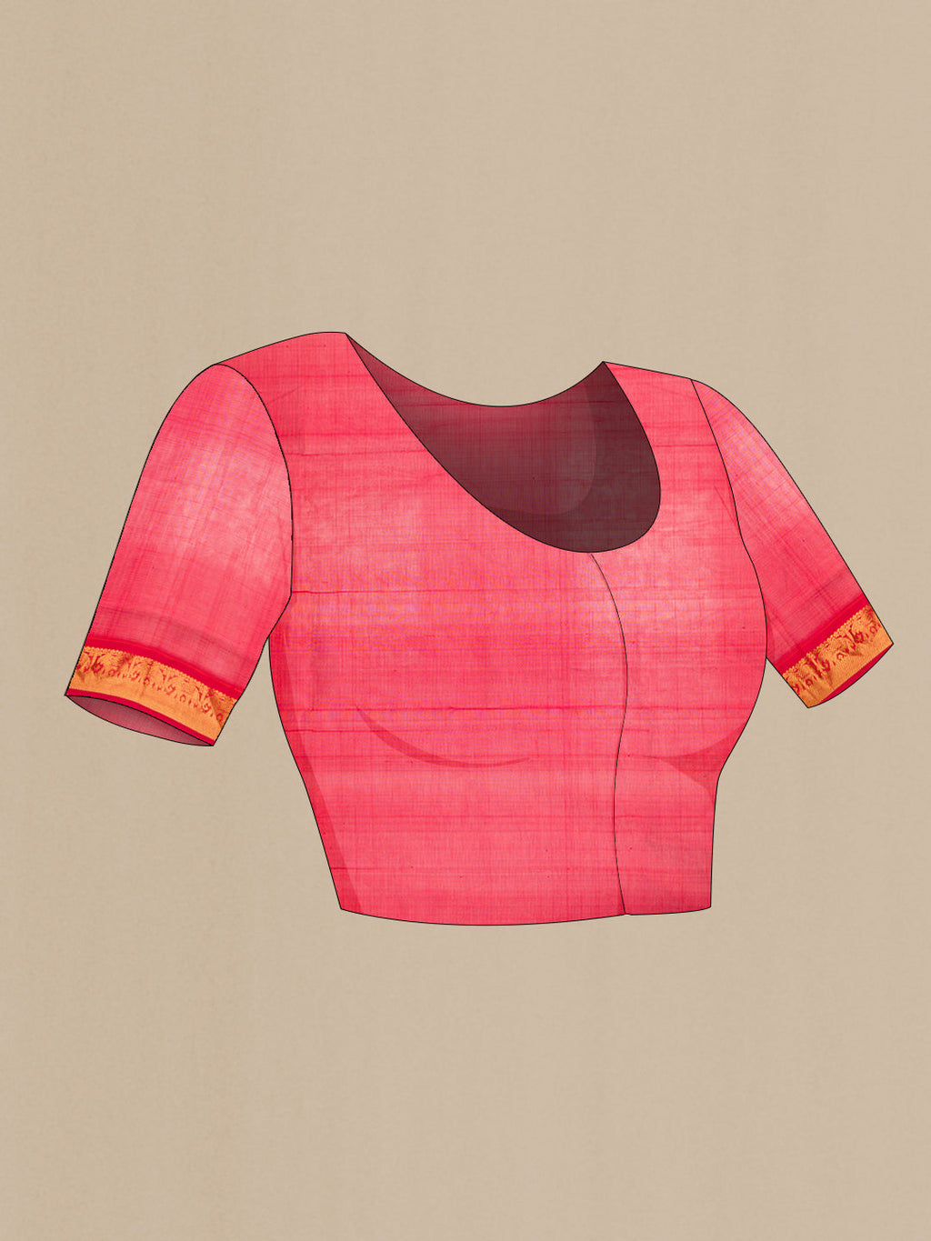 Close up image of the blouse of Bottle Green Silk Cotton Saree with Zari Butta on the body and Zari Border. 