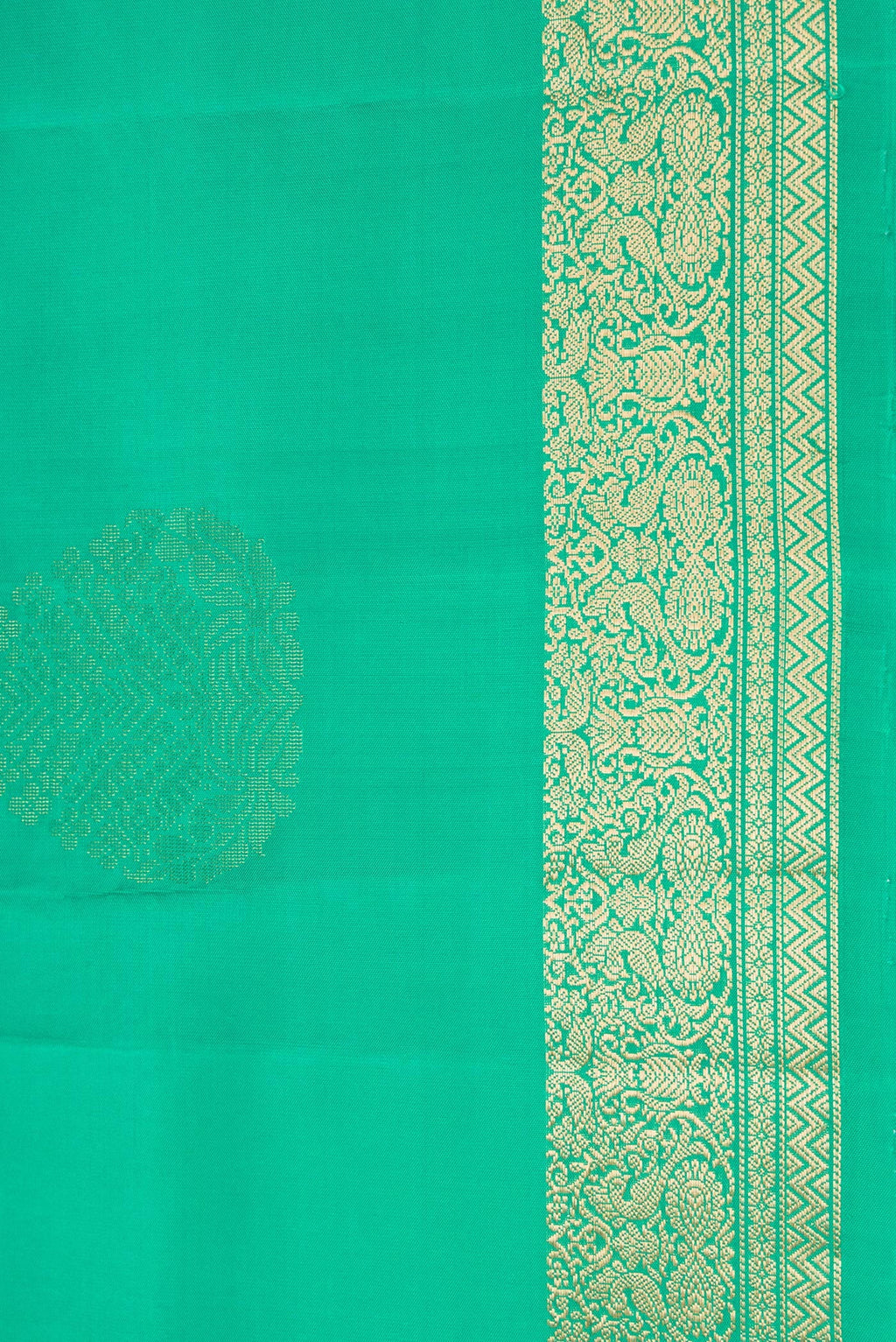 Border image of Green Dual Tone Soft Silk Saree with Zari Butta on the body and Zari Border. 