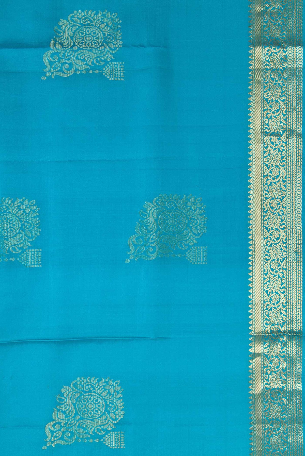 Border image of Sky Blue Dual Tone Soft Silk Saree with Zari Butta on the body and Zari Border. 