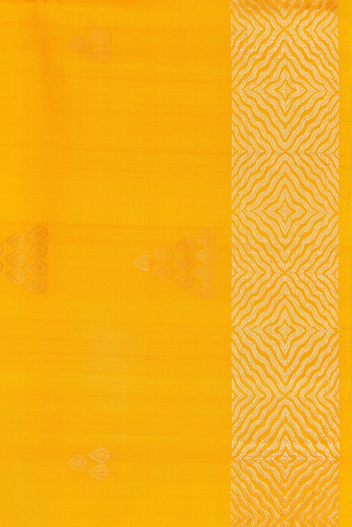 Border image of Yellow Dual Tone Soft Silk Saree with Zari Butta on the body and Zari Border. 