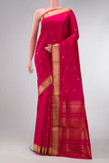 Pink Dual Tone Soft Silk Saree with Zari Butta on the body and Zari Border.  displayed on a mannequin