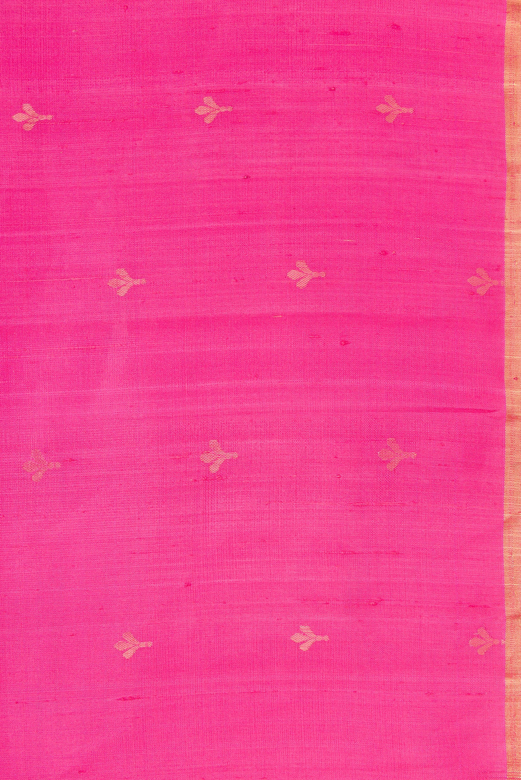 Border image of Pink Dual Tone Raw Silk Saree with Zari Butta on the body and Zari Border. 
