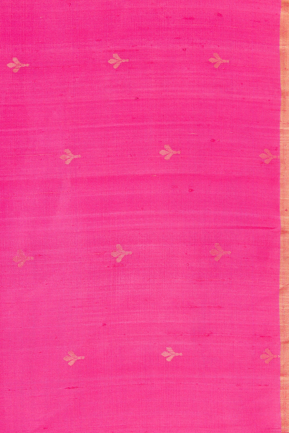 Border image of Pink Dual Tone Raw Silk Saree with Zari Butta on the body and Zari Border. 