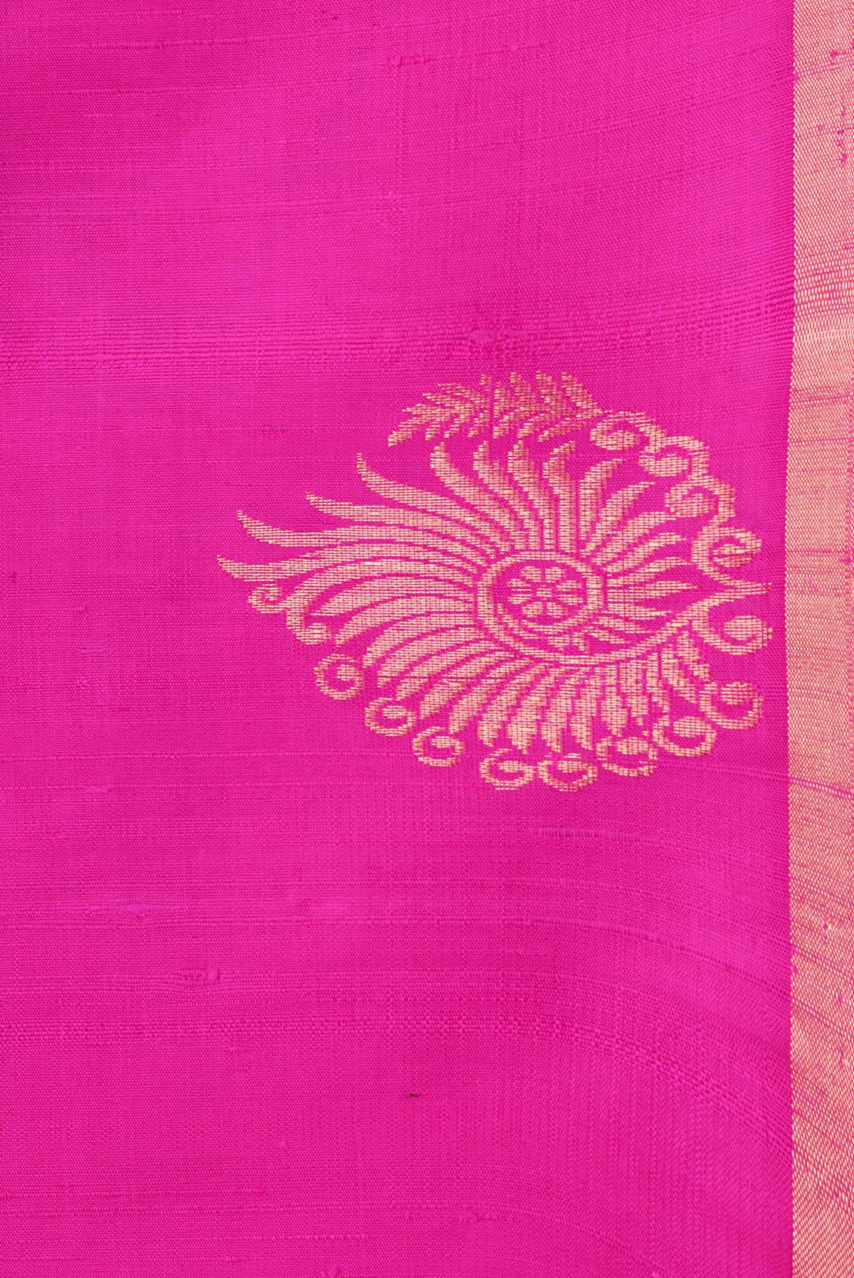 Border image of Dark Pink Dual Tone Raw Silk Saree with Zari Butta on the body and Fancy Border. 