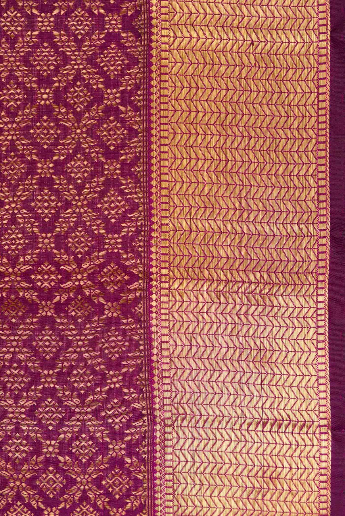 Border image of Magenta Dual Tone Kanchipuram Silk Saree with Zari Brocade on the body and Zari Border
