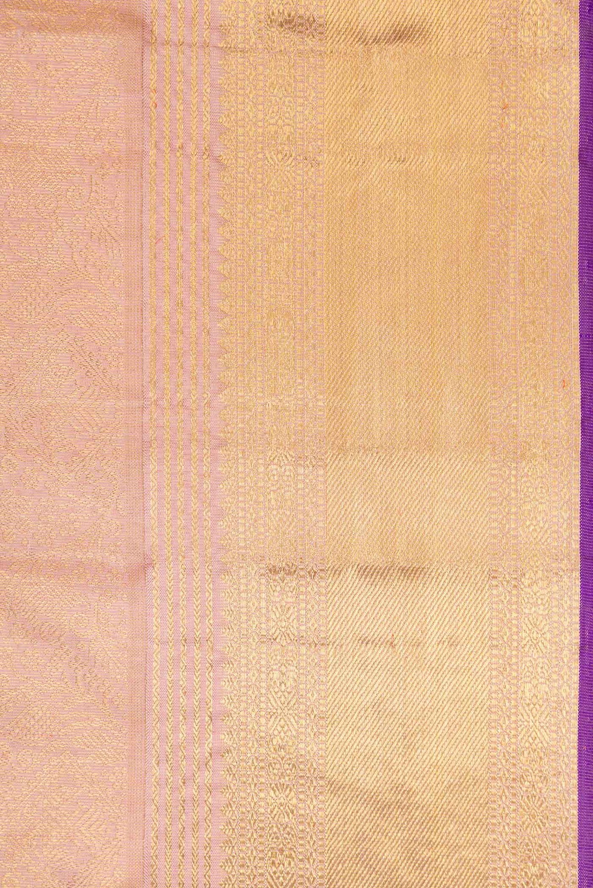 Border image of Pure Silk Pure Zari Rose Gold Kanchipuram Saree with Zari Brocade on the body and Zari Border