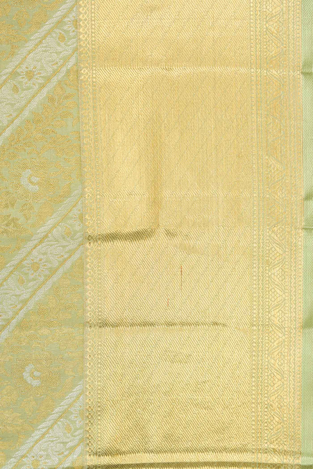 Border image of Pista Green Dual Tone Kanchipuram Silk Saree with Zari Brocade on the body and Zari Border