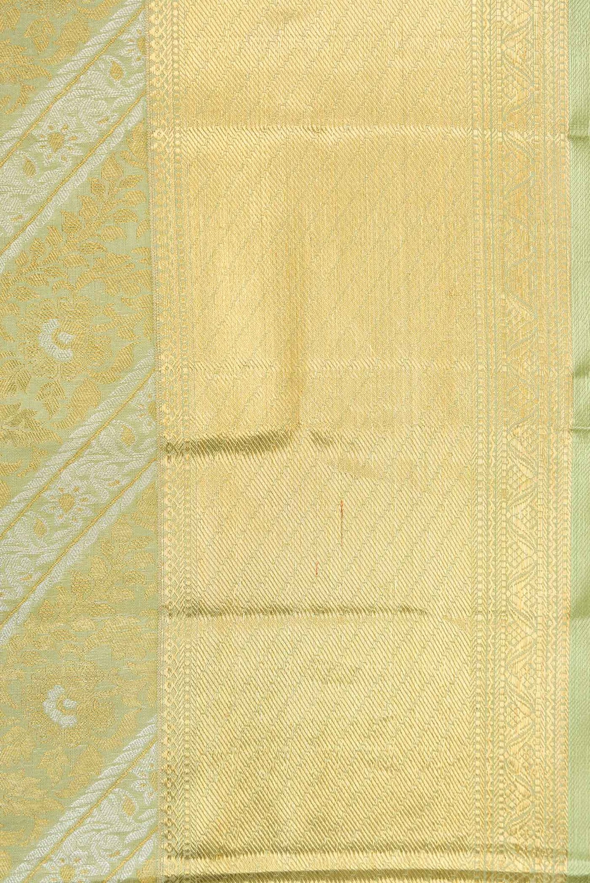 Border image of Pista Green Dual Tone Kanchipuram Silk Saree with Zari Brocade on the body and Zari Border