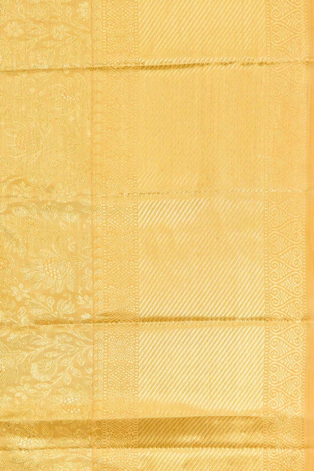 Border image of Pure Silk Pure Zari Gold Dual Tone Kanjivaram Tissue Saree with Zari Brocade on the body and Zari Border. 