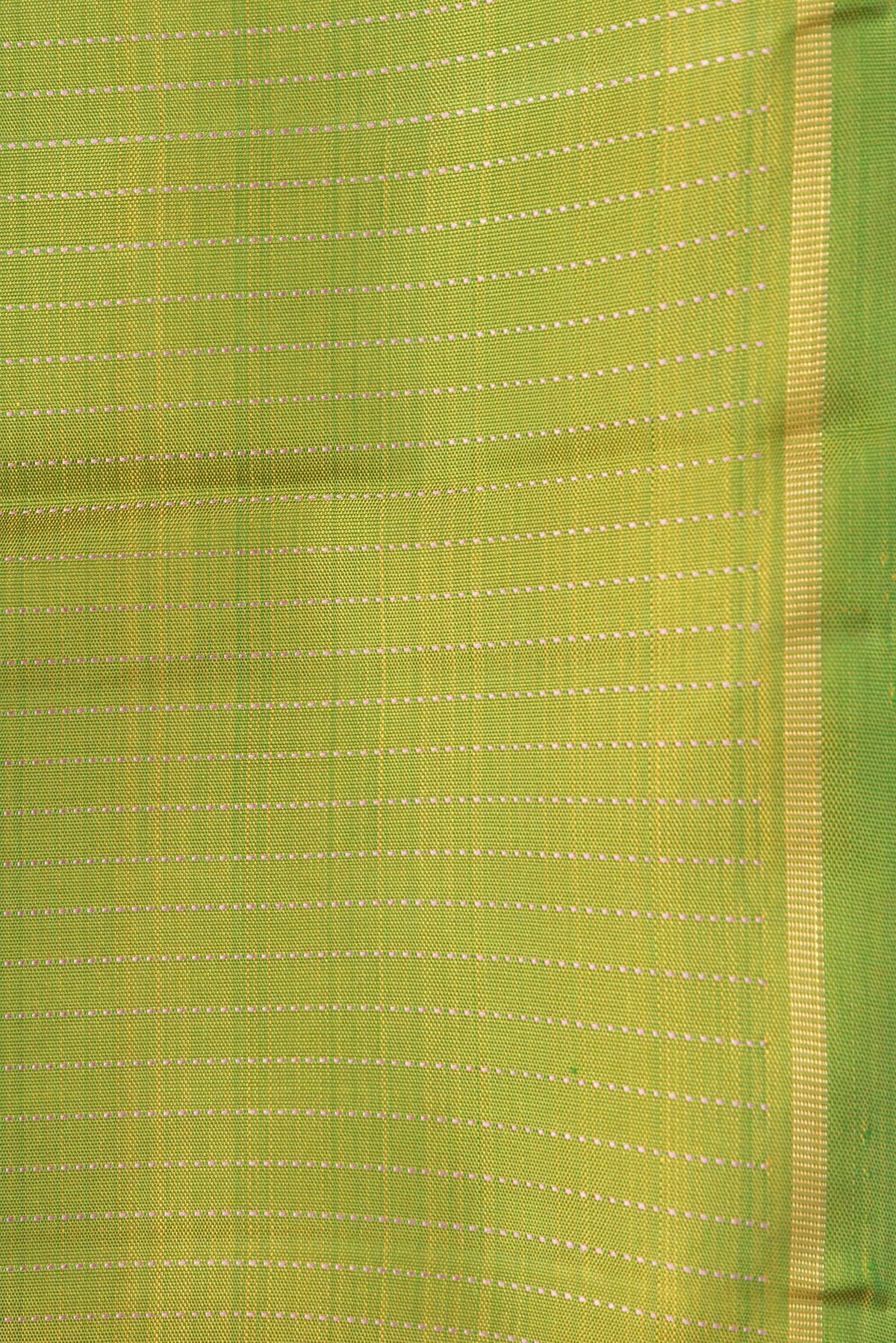 Border image of Parrot Green Dual Tone Kanjivaram Silk Saree with Stripes on the body and Thin Zari Line. 