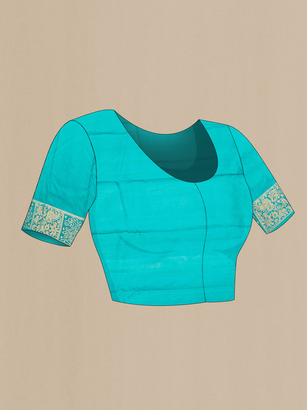 Close up image of the blouse of Pink Dual Tone Kanchipuram Silk Saree with Zari Butta on the body and Zari Border. 