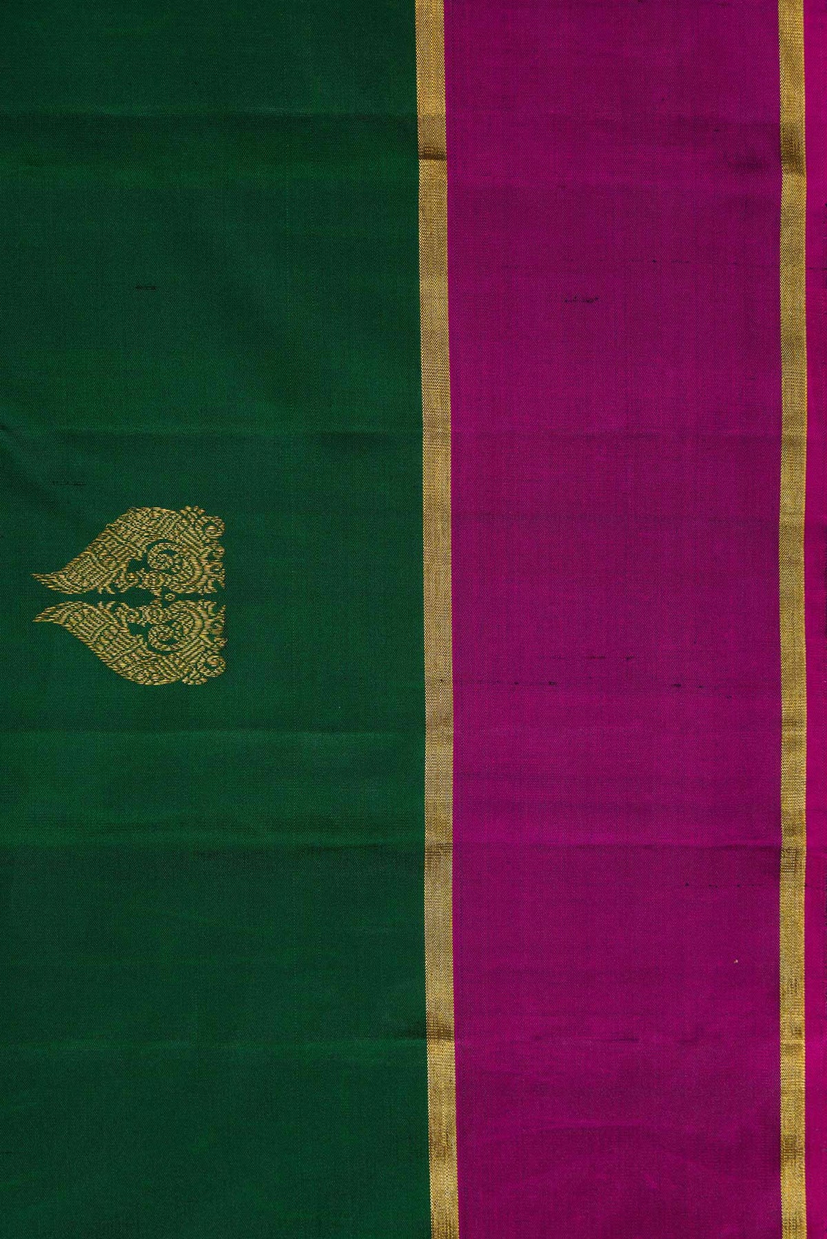 Border image of Green Dual Tone Kanchipuram Silk Saree with Zari Butta on the body and Zari Border