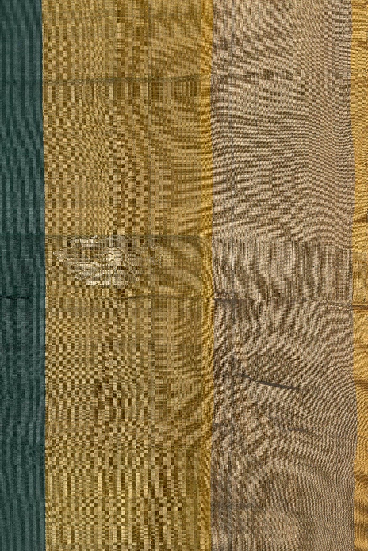 Border image of Bottle Green Dual Tone Uppada Silk Saree with Zari Butta on the body and Fancy Border. 