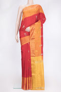 Red Dual Tone Uppada Silk Saree with Zari Butta on the body and Fancy Border.  displayed on a mannequin