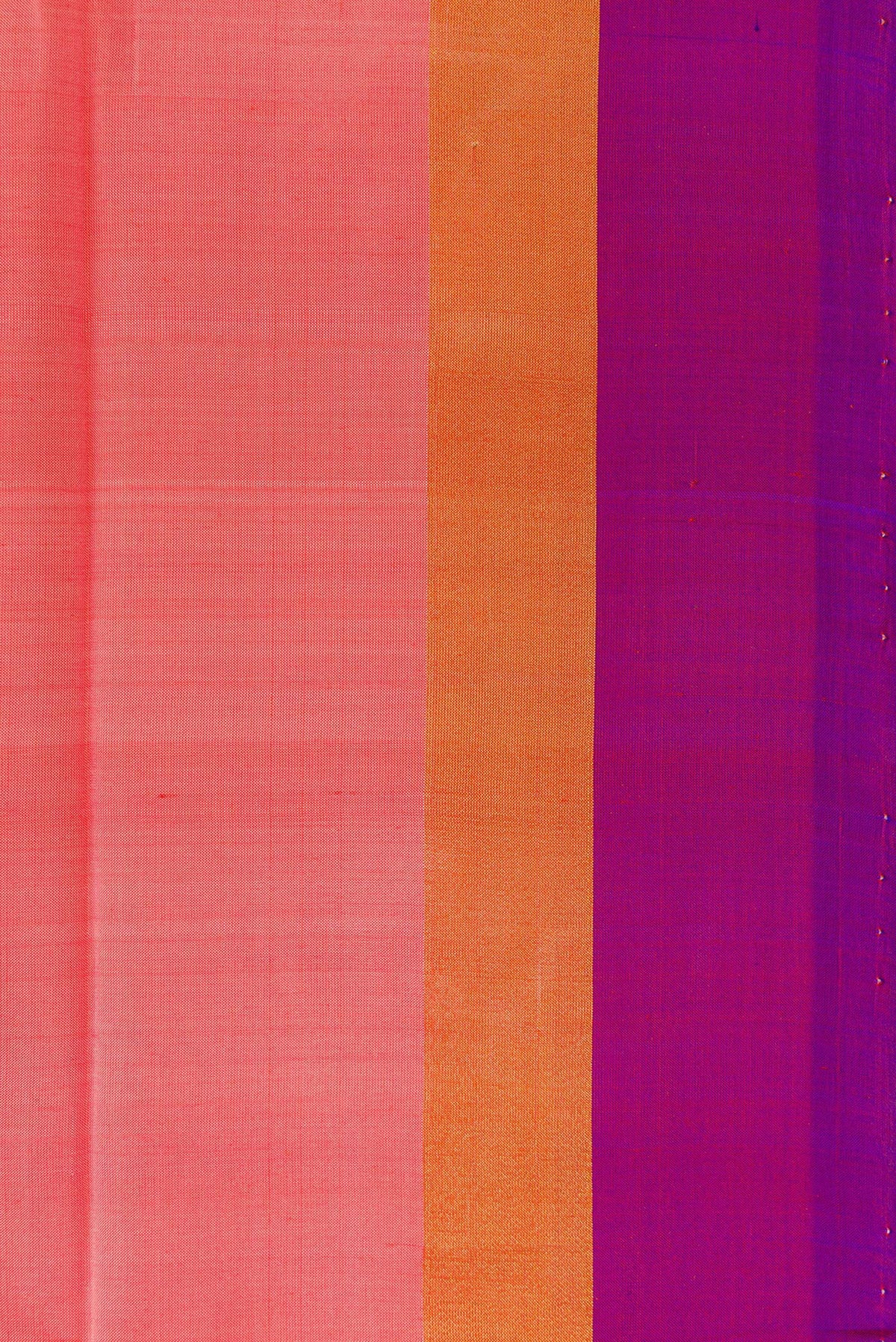 Border image of Peach Dual Tone Uppada Silk Saree with Plain Body and Zari Border. 