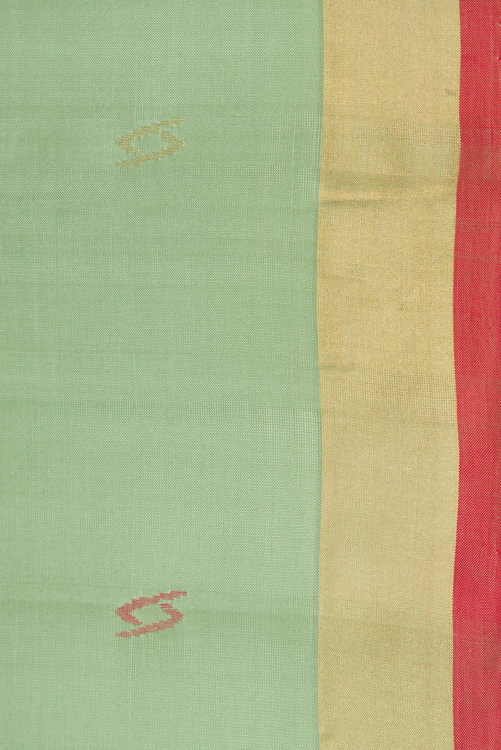 Border image of Pista Green Dual Tone Uppada Silk Saree with Zari And Thread Butta on the body and Zari Border. 