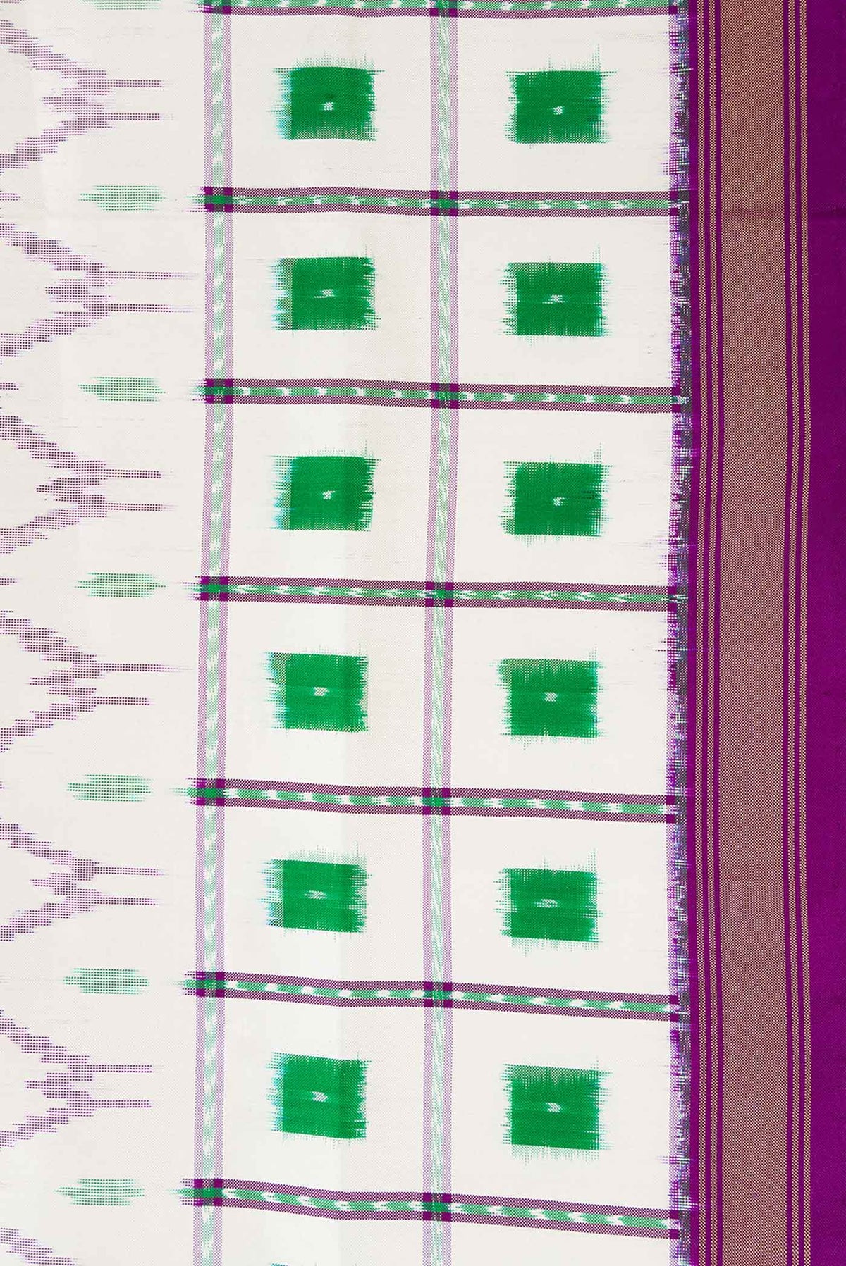 Border image of Off White Dual Tone Double Ikat Saree with Ikat Print on the body and Ikat Border