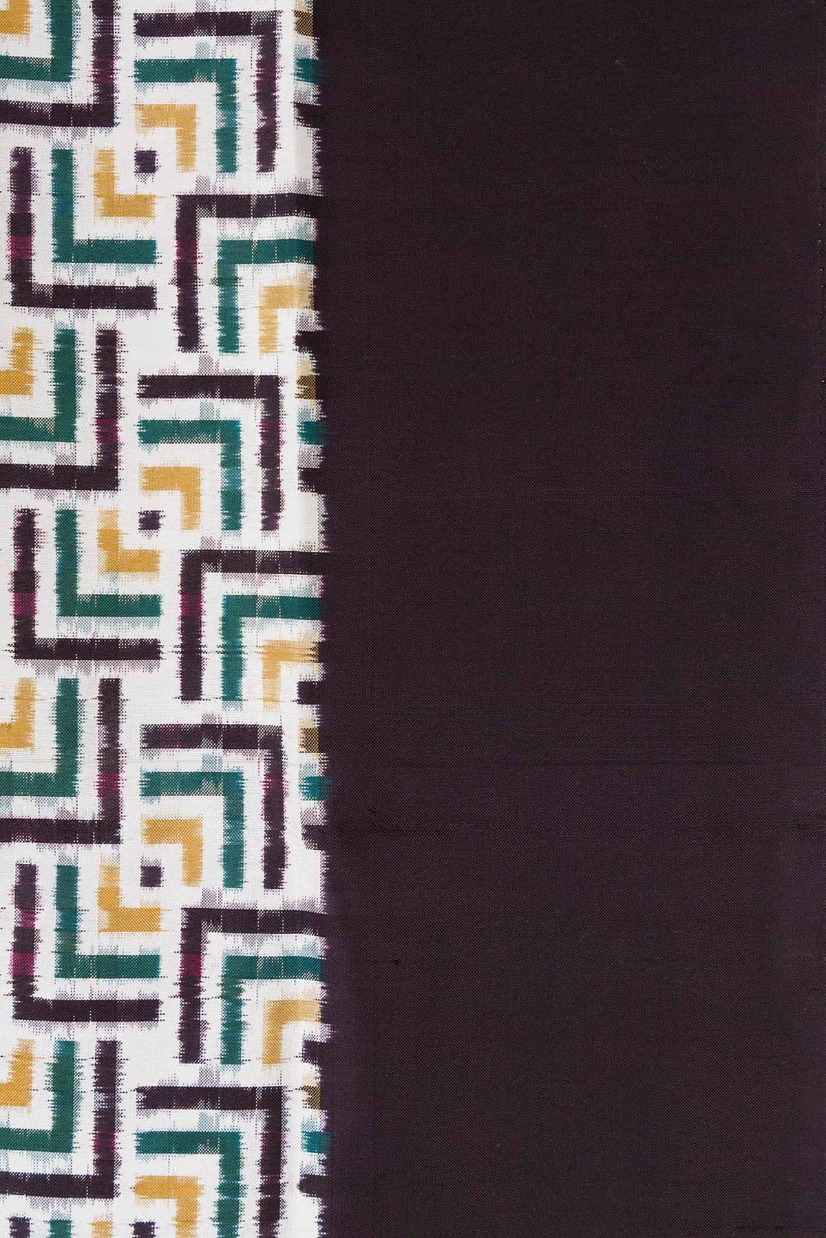 Border image of Off White Pochampally Silk Saree with Pure Ikat on the body and Plain Border