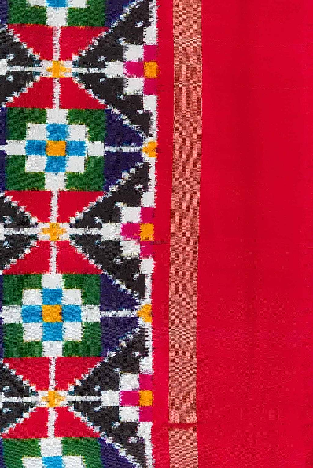 Border image of Multi Color Pochampally Silk Saree with Pure Ikat on the body and Zari Border