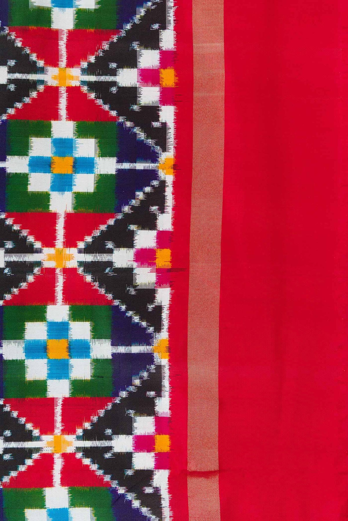 Border image of Multi Color Pochampally Silk Saree with Pure Ikat on the body and Zari Border