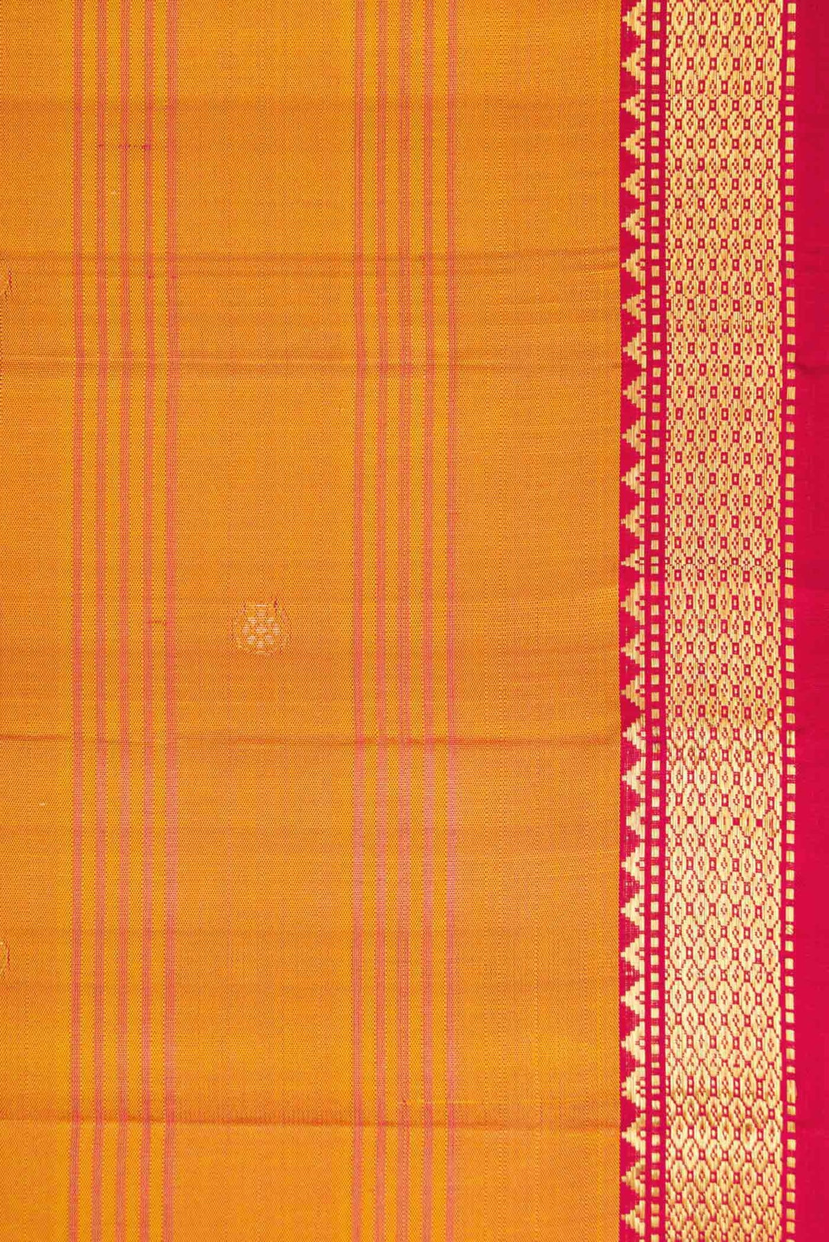 Border image of Mustard Dual Tone Kanchipuram Silk Saree with Zari Butta on the body and Zari Border. 