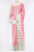 Pink Dual Tone Banarasi Raw Silk Saree with Zari Butta on the body and Zari Border.  displayed on a mannequin