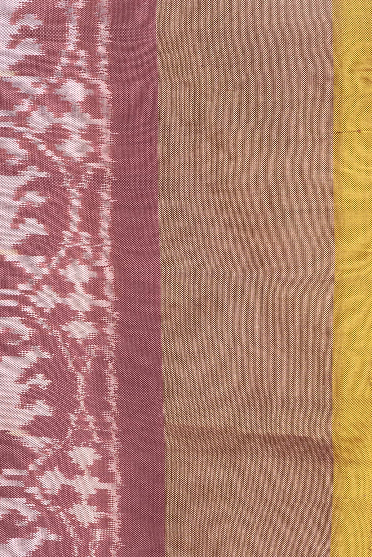 Border image of Brown Dual Tone Double Ikat Saree with Ikat Print on the body and Zari Border. 