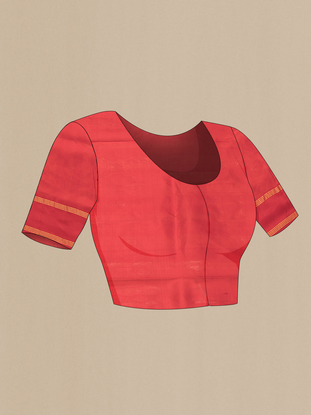 Close up image of the blouse of Maroon Dual Tone Soft Silk Saree with Zari Butta on the body and Fancy Border. 
