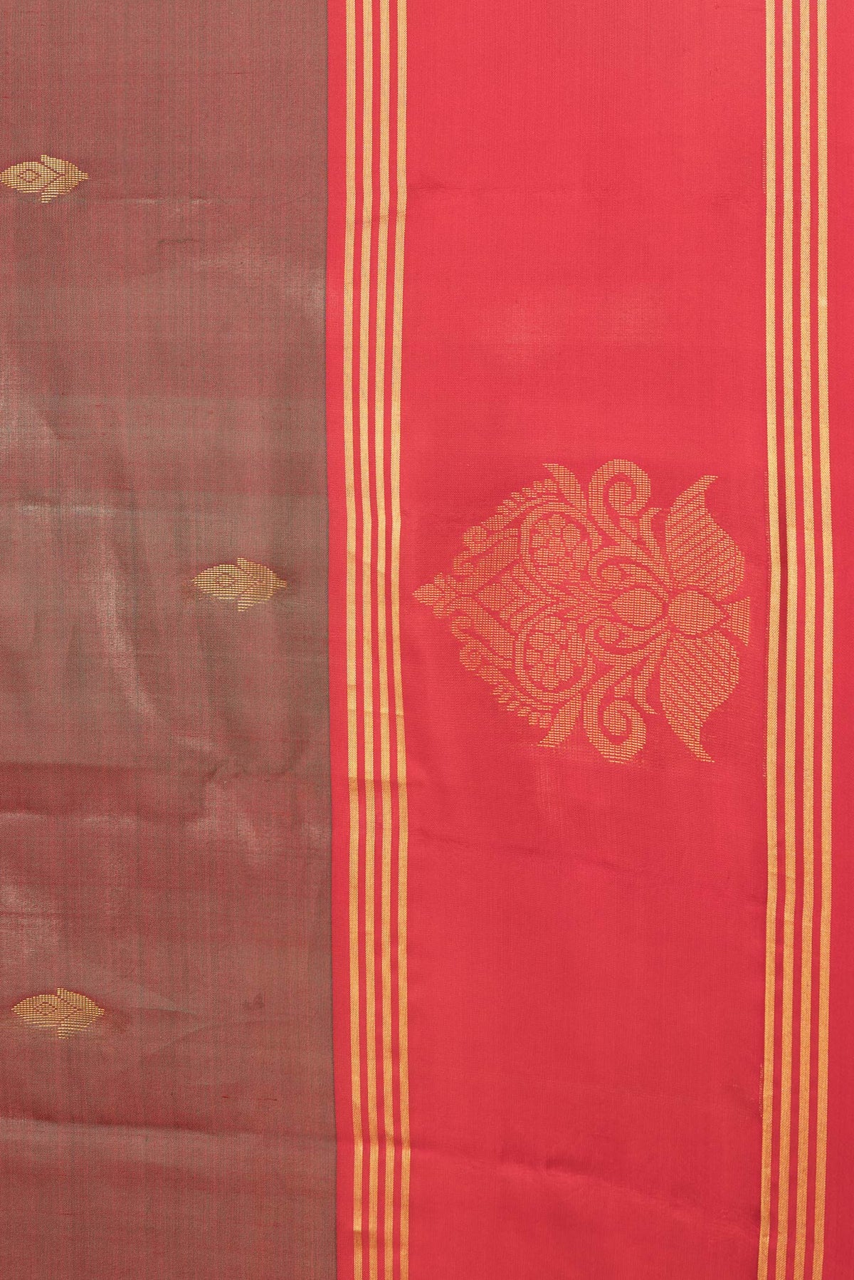 Border image of Maroon Dual Tone Soft Silk Saree with Zari Butta on the body and Fancy Border. 