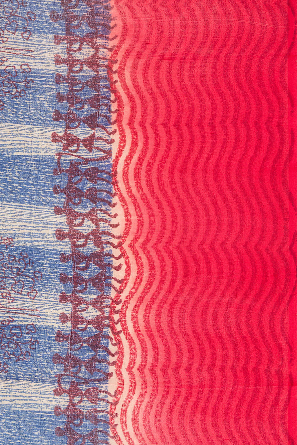 Border image of Peacock Blue Dual Tone Tussar Silk Saree with Printed design on the body and Printed Border. 