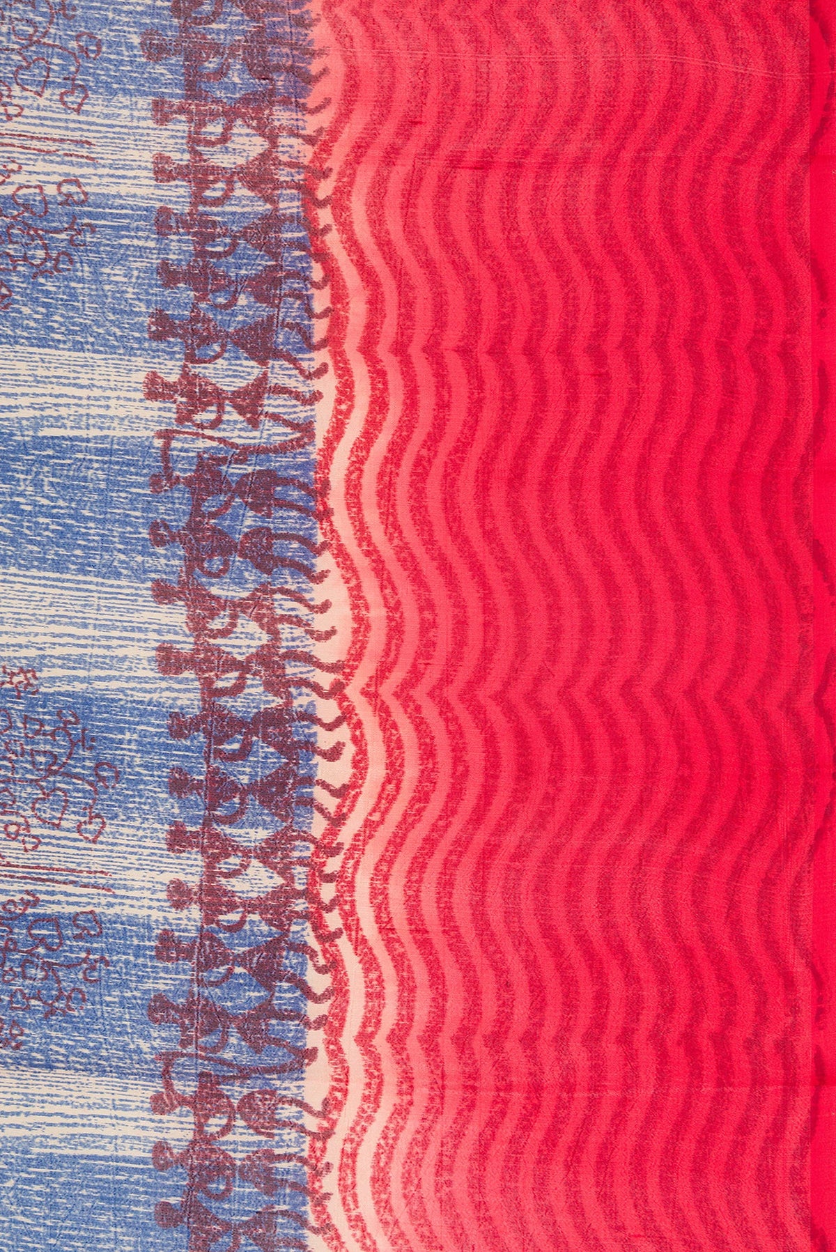 Border image of Peacock Blue Dual Tone Tussar Silk Saree with Printed design on the body and Printed Border. 