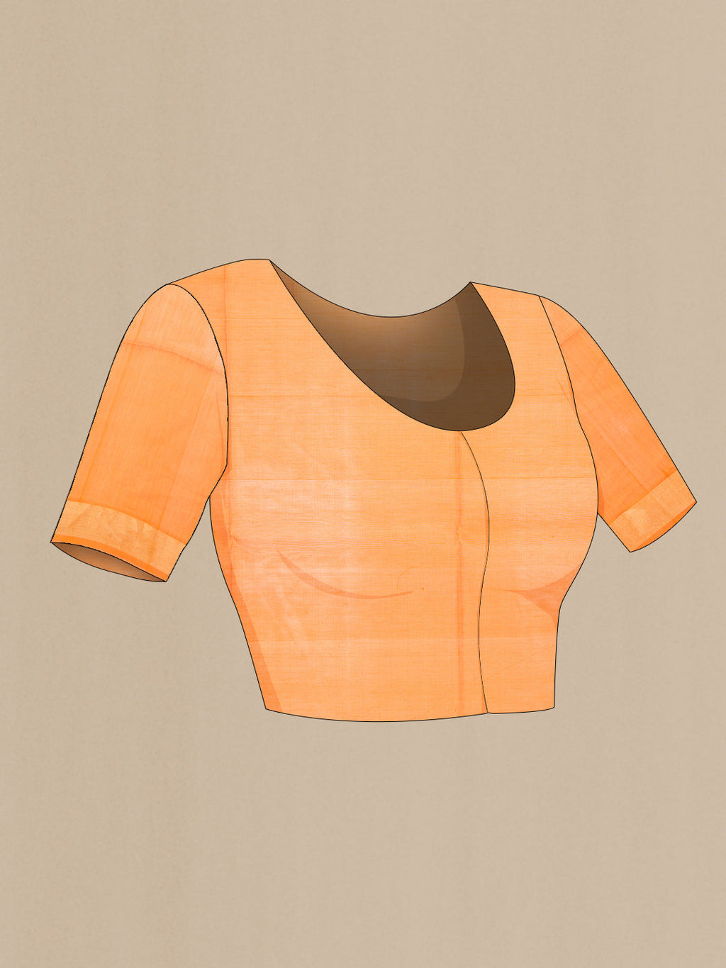 Close up image of the blouse of Mustard Silk Cotton Saree with Zari Butta on the body and Zari Border. 