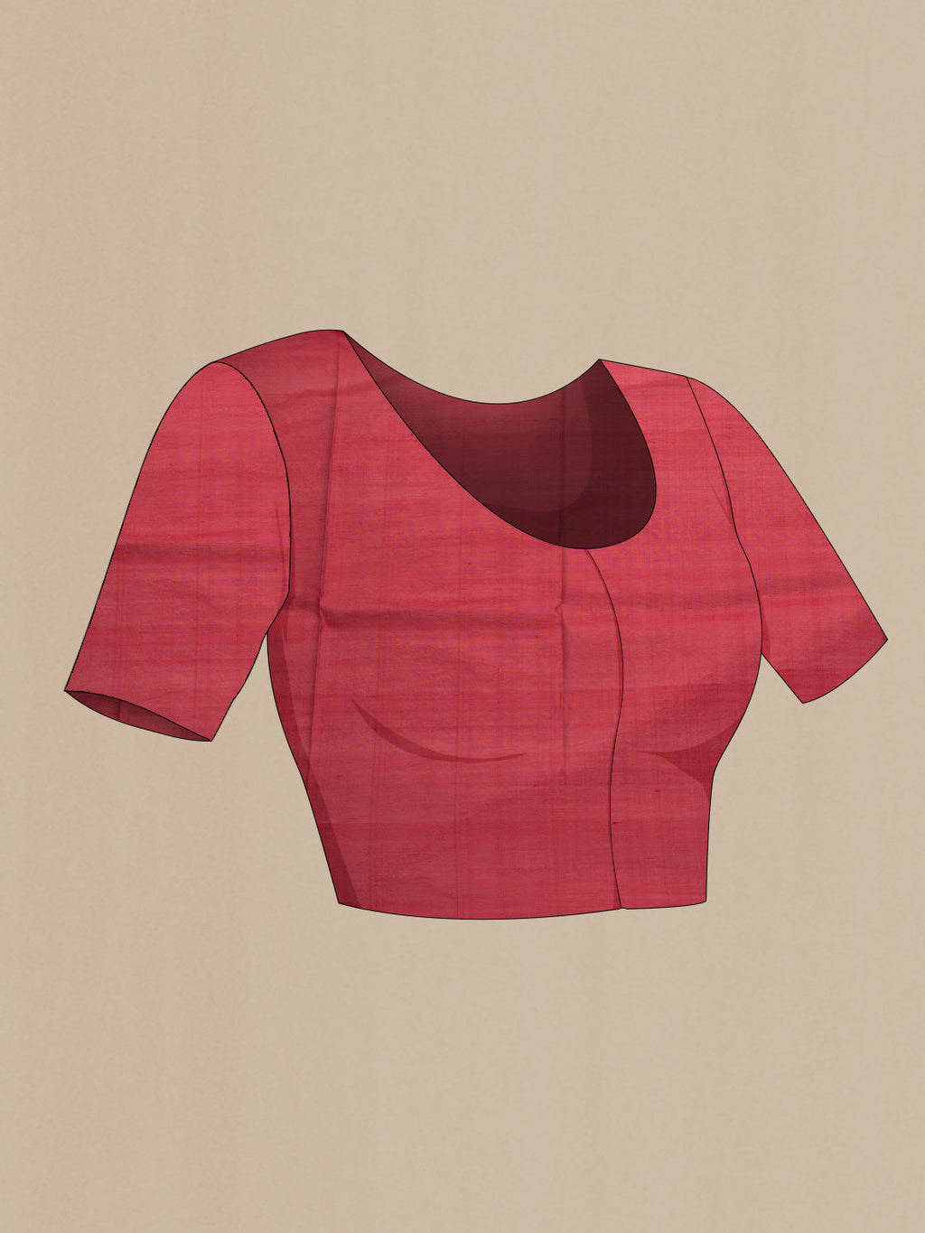 Close up image of the blouse of Red Dual Tone Silk Cotton Saree with Zari Butta on the body and Zari Border. 