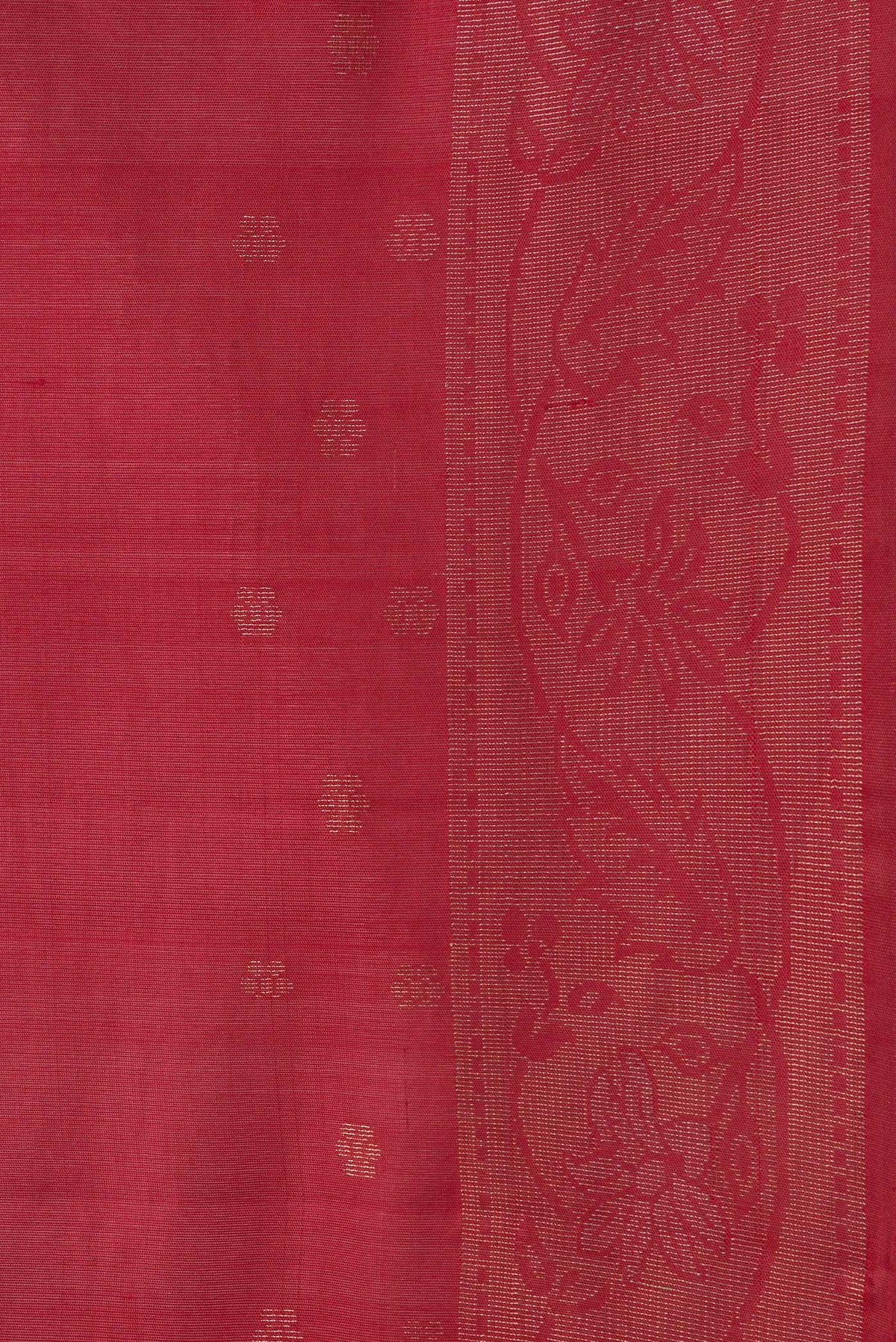 Border image of Red Dual Tone Silk Cotton Saree with Zari Butta on the body and Zari Border. 