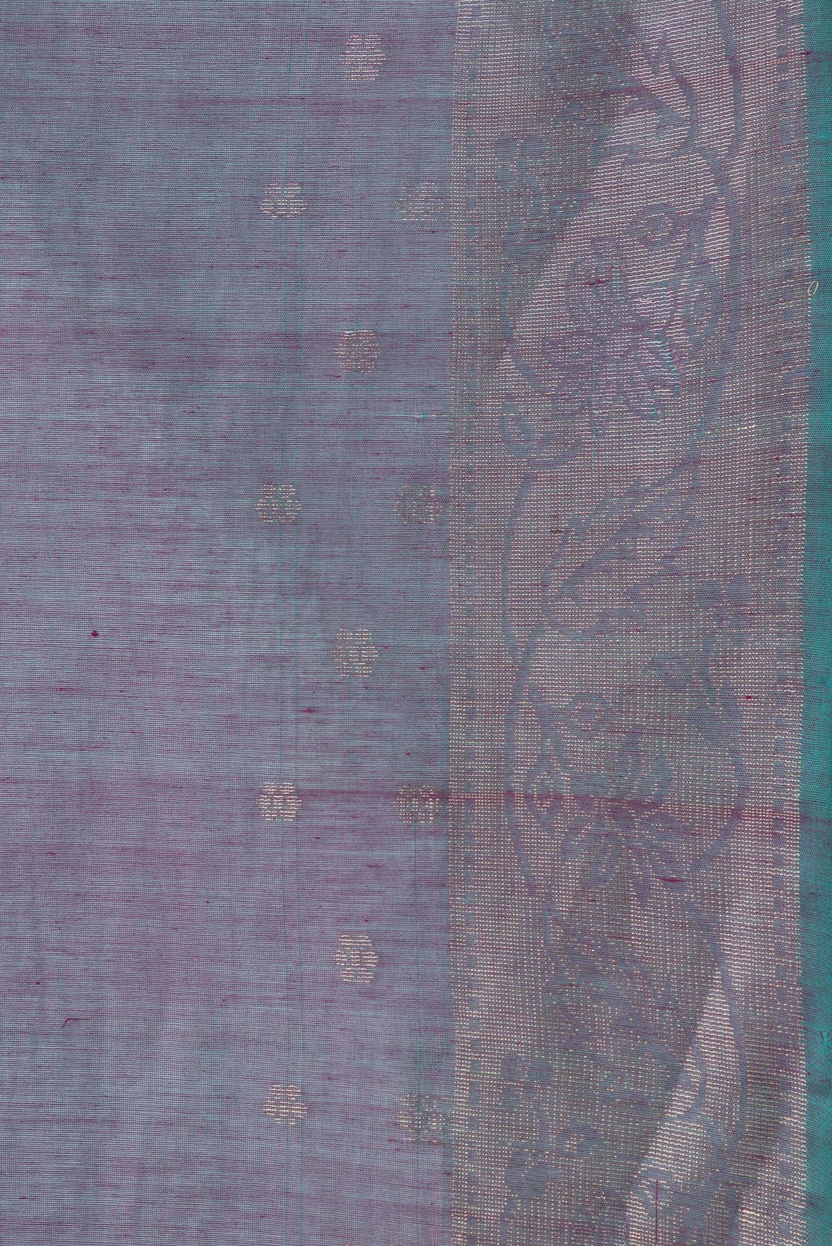Border image of Peacock Blue Dual Tone Silk Cotton Saree with Zari Butta on the body and Zari Border. 