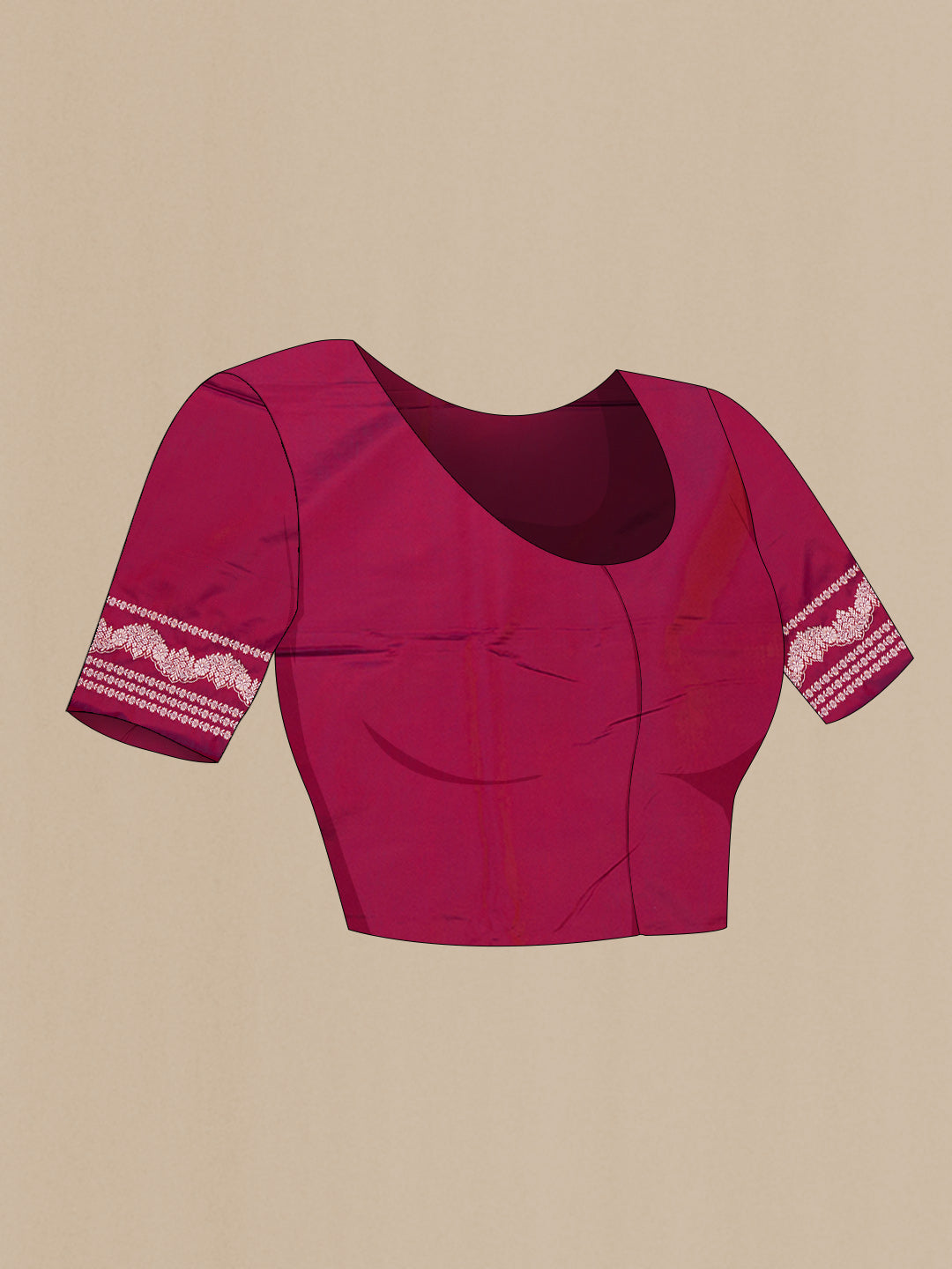 Close up image of the blouse of Maroon Dual Tone Blended Banarasi Silk Saree with Zari Butta on the body and Zari Border. 