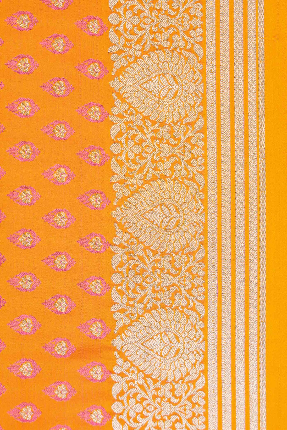 Border image of Mustard Dual Tone Blended Banarasi Silk Saree with Zari Butta on the body and Zari Border. 