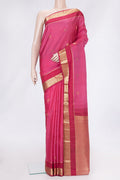 Pink Dual Tone Kanchipuram Silk Saree with Zari Butta on the body and Zari Border.  displayed on a mannequin