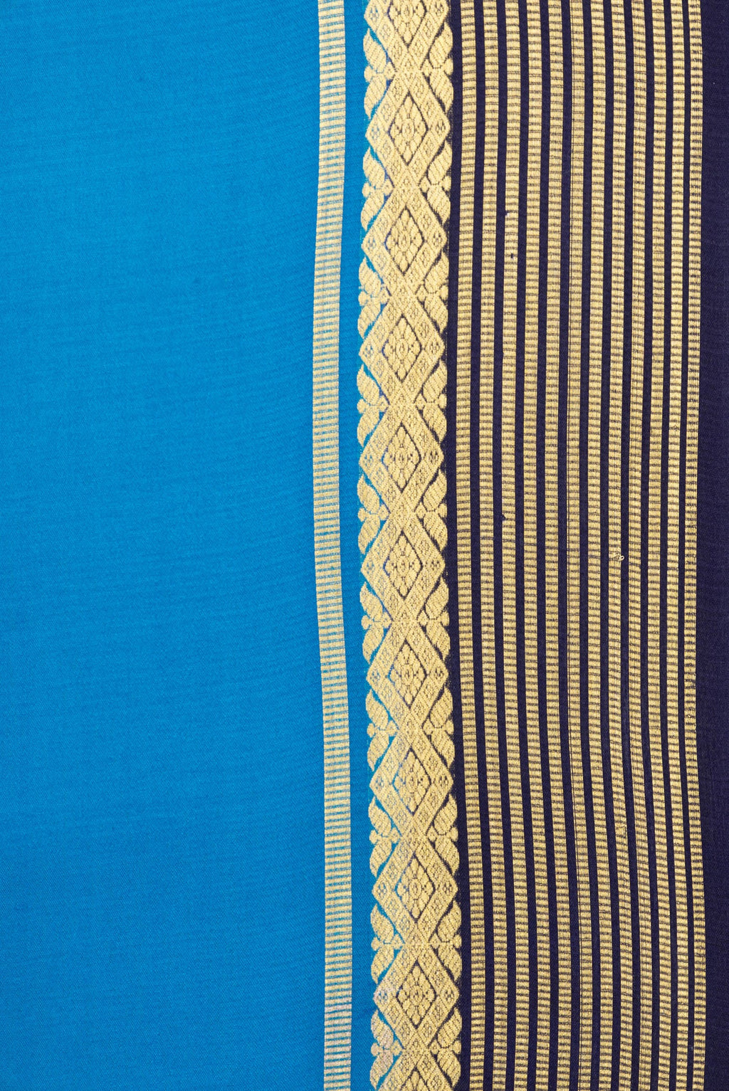 Border image of Royal Blue Dual Tone Mysore Silk Saree with Plain Body and Zari Border. 