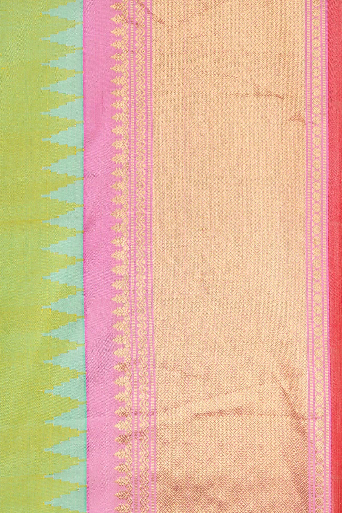 Border image of Light Green Dual Tone Gadwal Silk Saree with Zari Butta on the body and Zari Border. 
