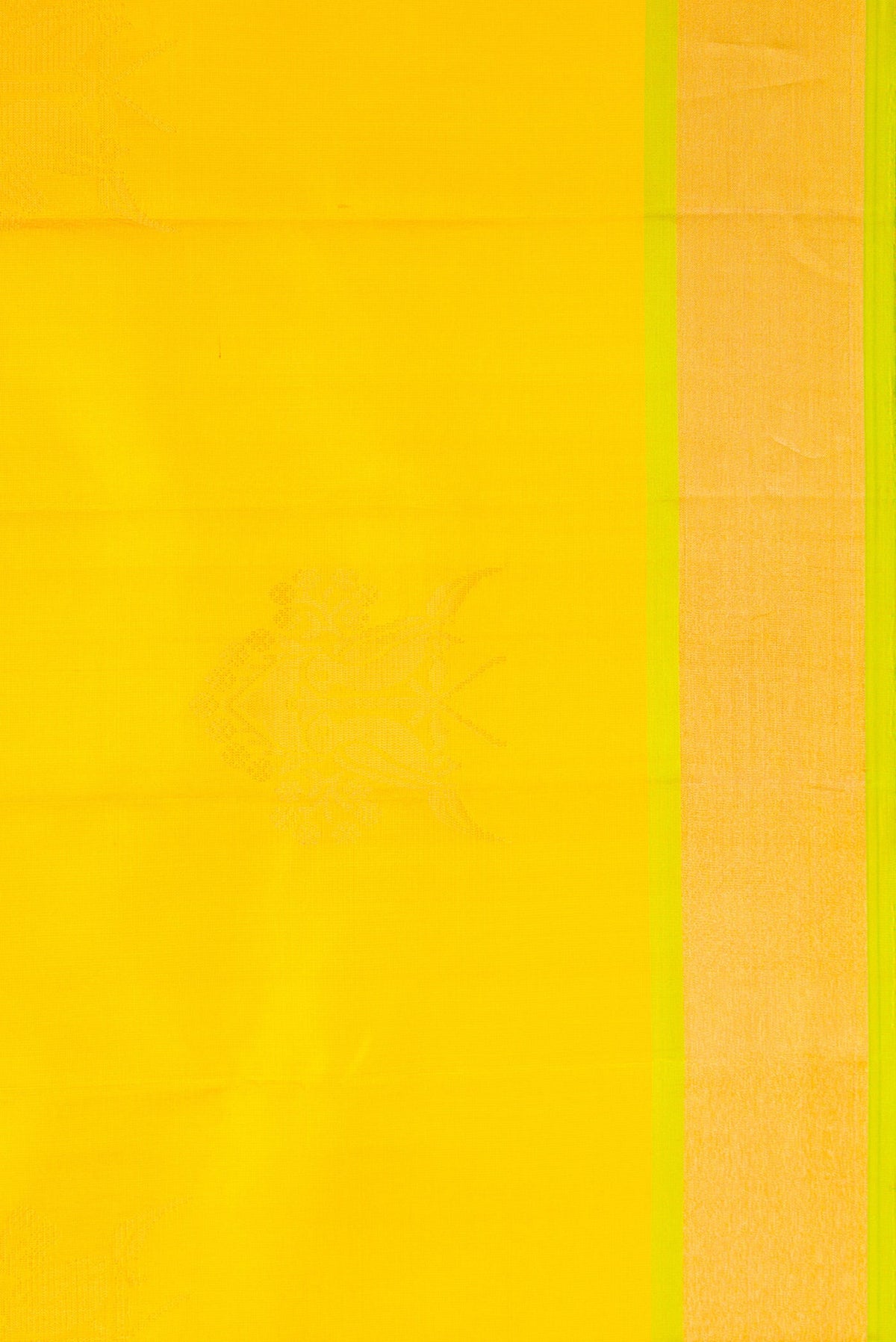 Border image of Yellow Dual Tone Soft Silk Saree with Zari Butta on the body and Zari Border. 