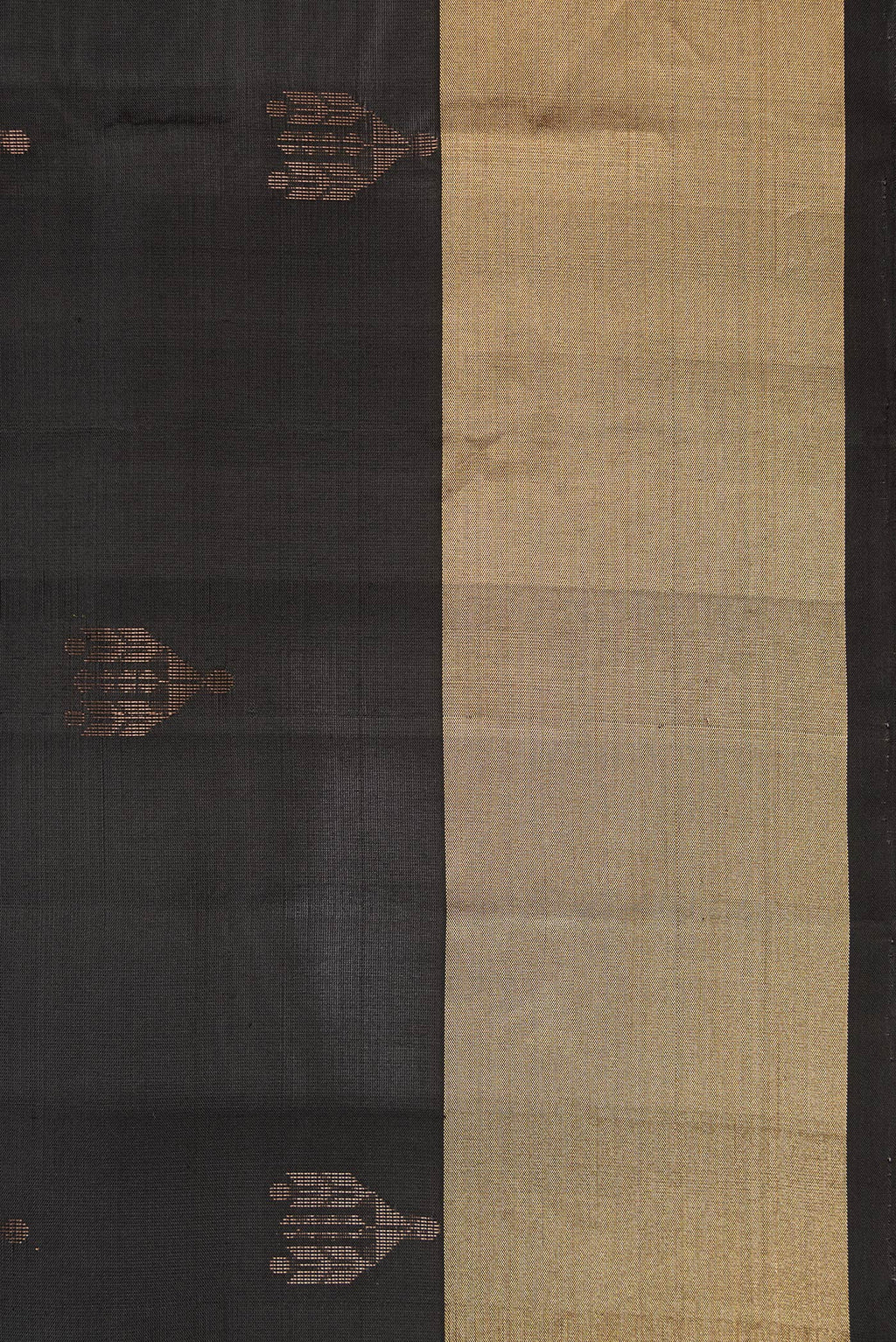 Border image of Black Dual Tone Soft Silk Saree with Zari Butta on the body and Zari Border. 