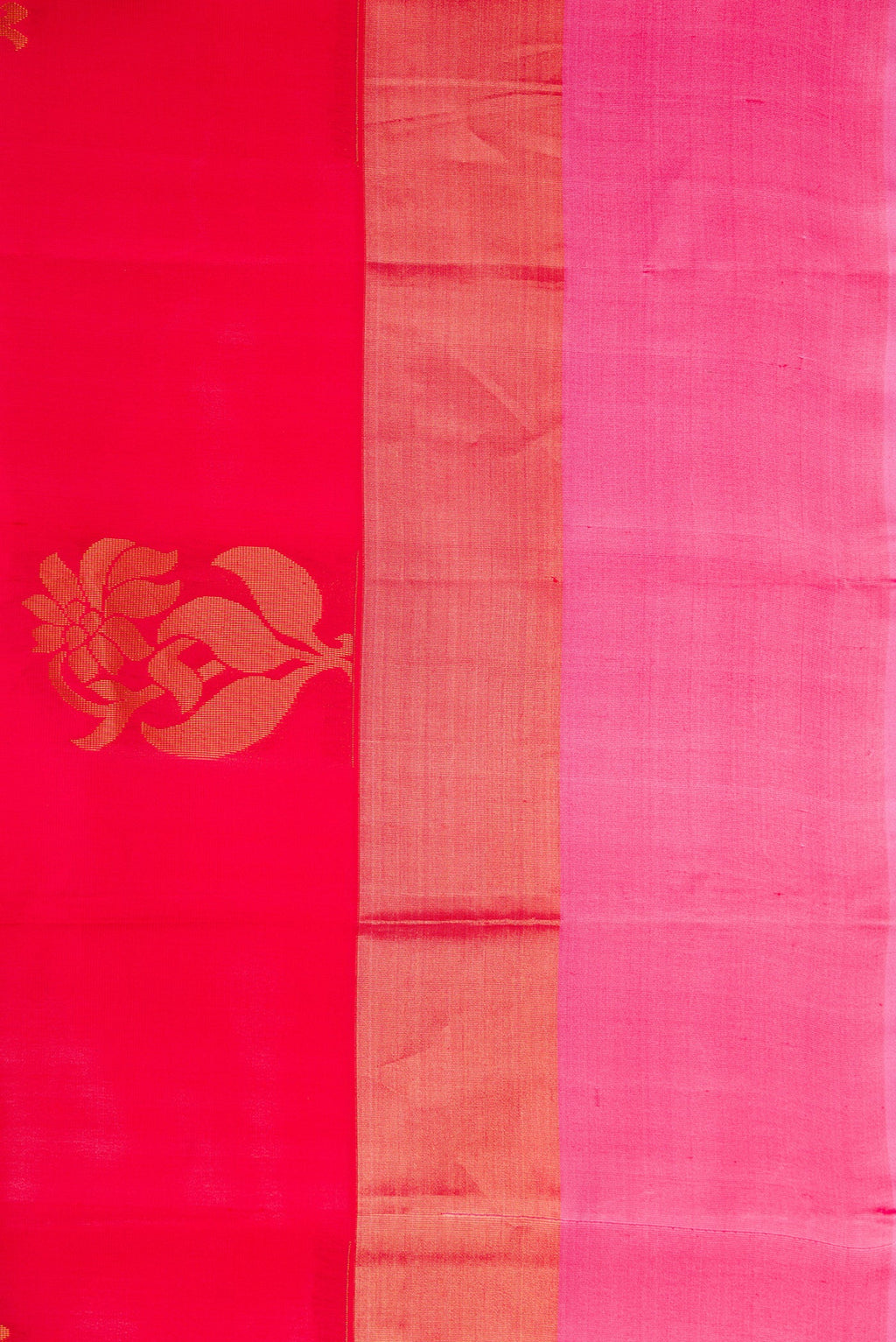 Border image of Red Dual Tone Soft Silk Saree with Zari Butta on the body and Zari Border. 