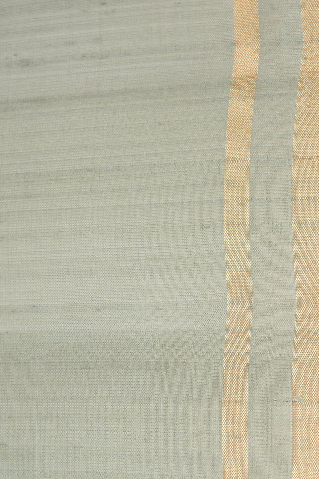 Border image of Grey Dual Tone Raw Silk Saree with Printed design on the body and Zari Border. 