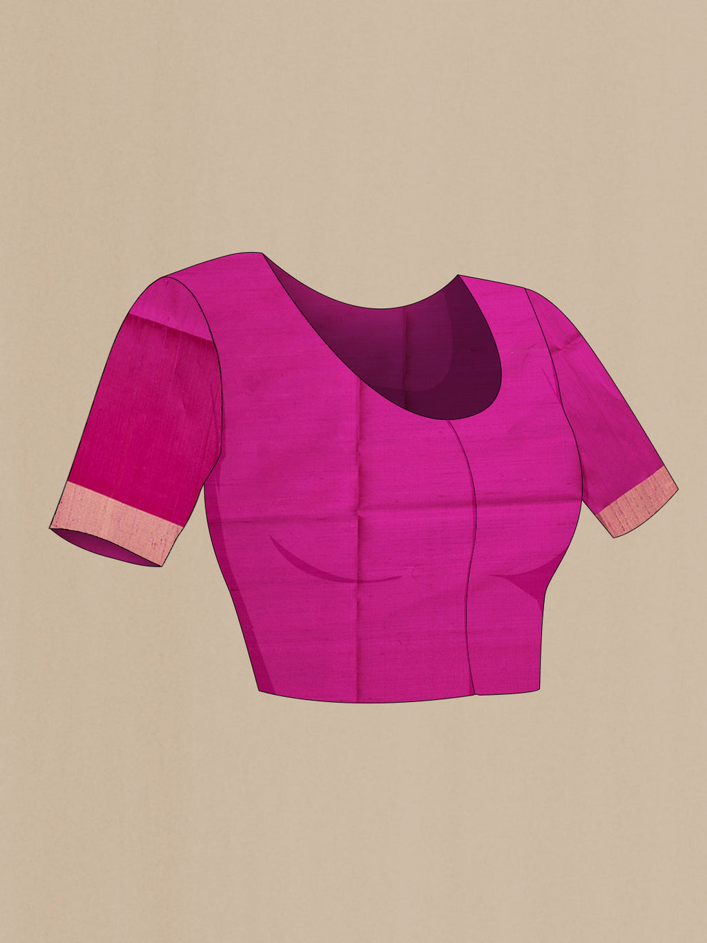 Close up image of the blouse of Mustard Dual Tone Raw Silk Saree with Plain Body and Fancy Border. 