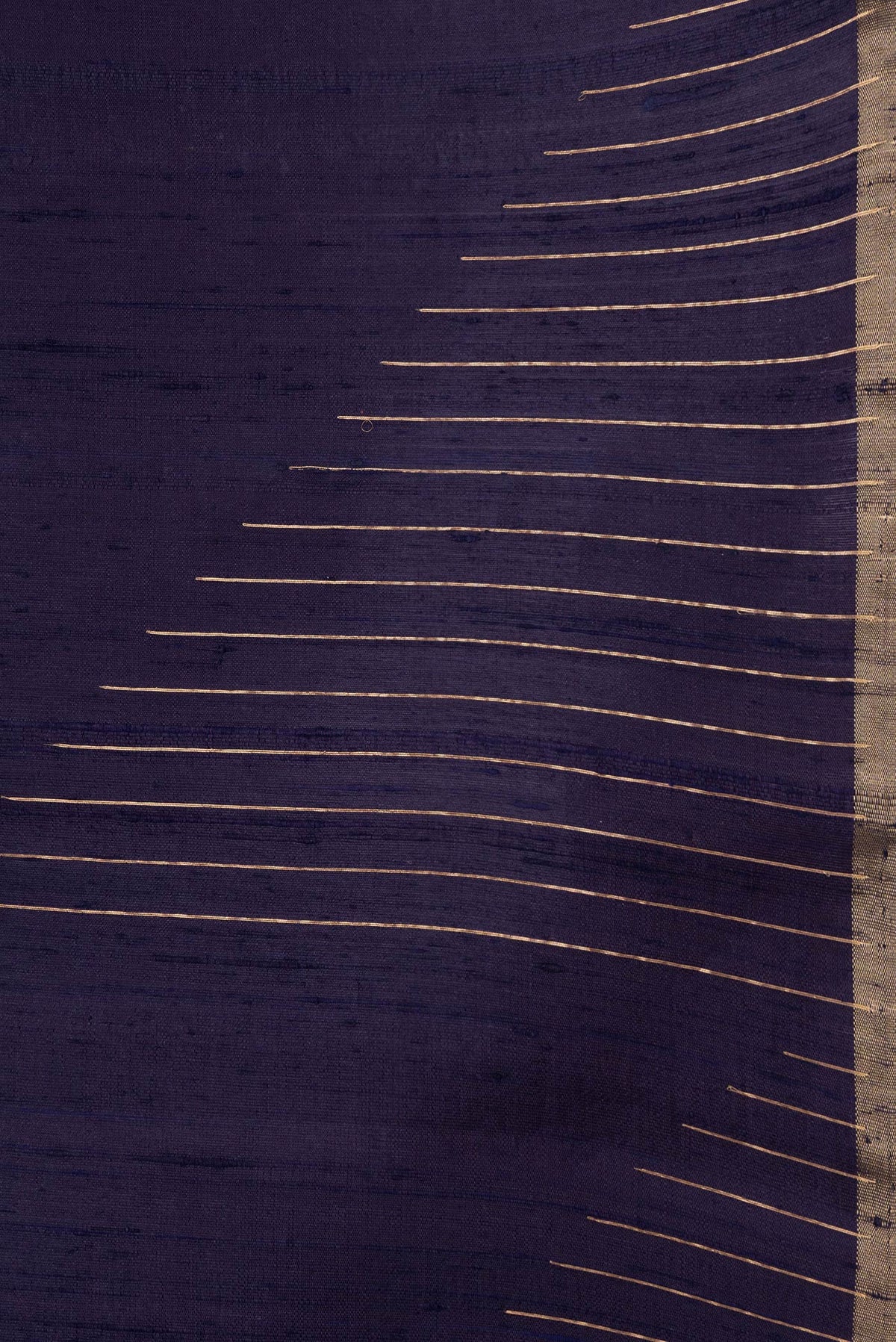 Border image of Navy Blue Dual Tone Raw Silk Saree with Plain Body and Plain Border. 